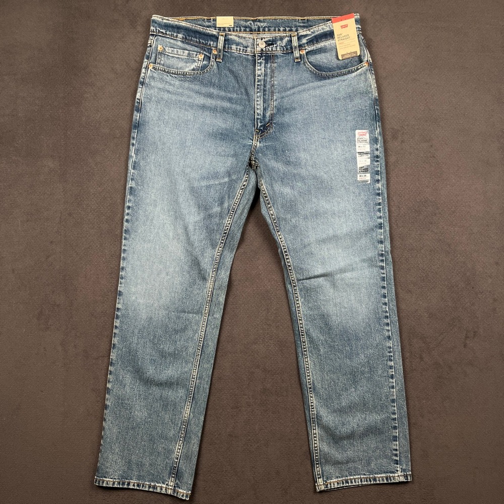 Levis 559 Jeans Mens 38x32 Blue Light Wash Relaxed Straight Stretch Denim NEW